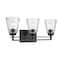Z-Lite Lyna Vanity, 3-Light, 22 In.W x 6.5 In.L x 9 In.H, Matte Black/Clear 823-3V-MB - alternate 2